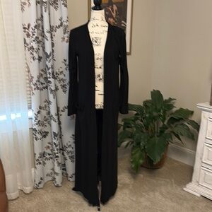 Elegant Black Floor length Duster Cardigan